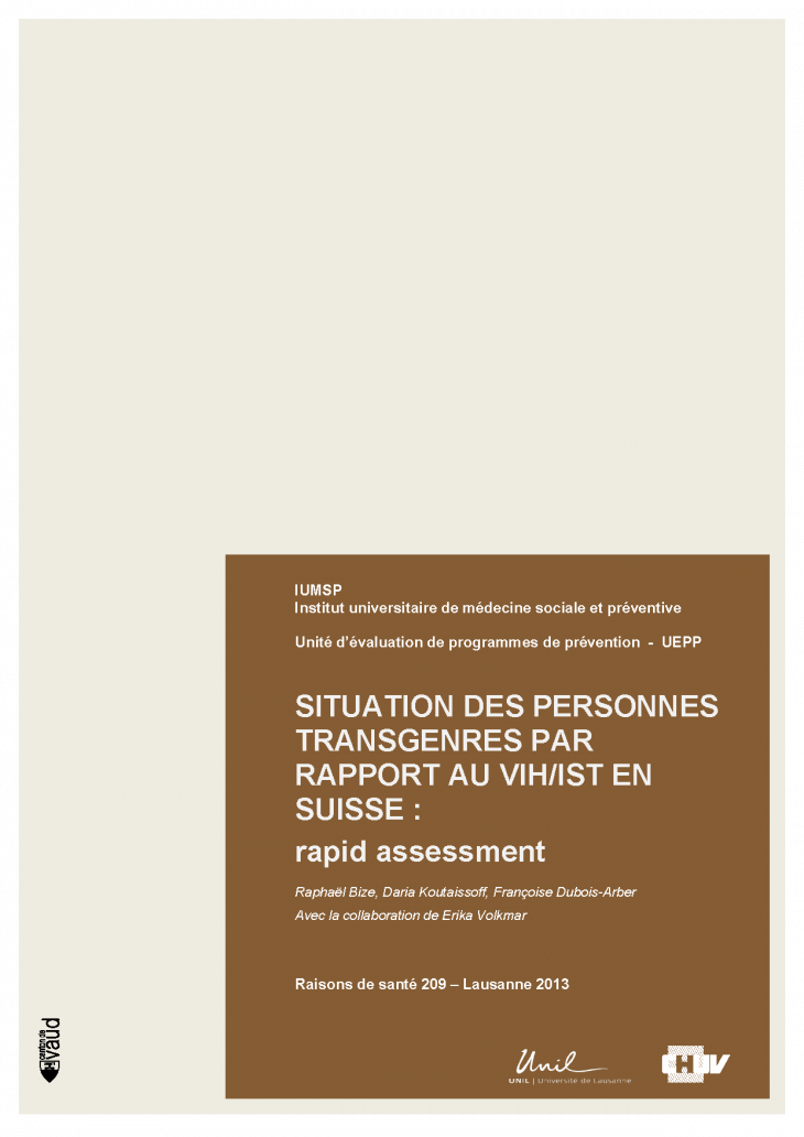 Situation des personnes transgenres par rapport au VIH/IST en Suisse : rapid assessment