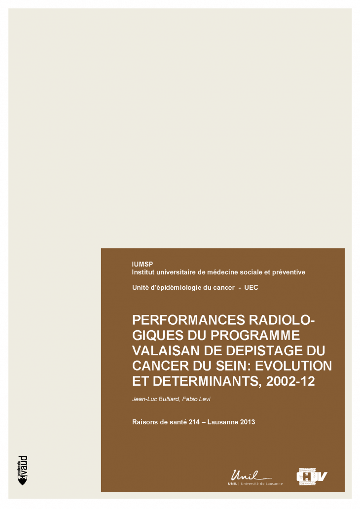 Performances radiologiques du programme valaisan de dépistage du cancer du sein : évolution et déterminants, 2002-12