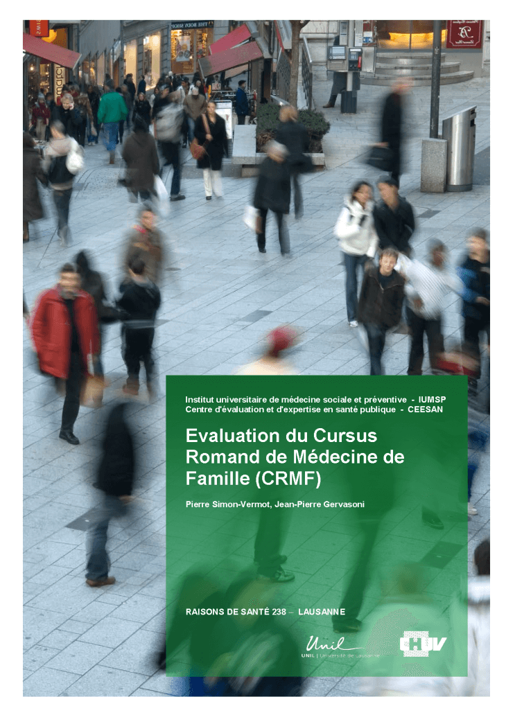 Evaluation du Cursus Romand de Médecine de Famille (CRMF)