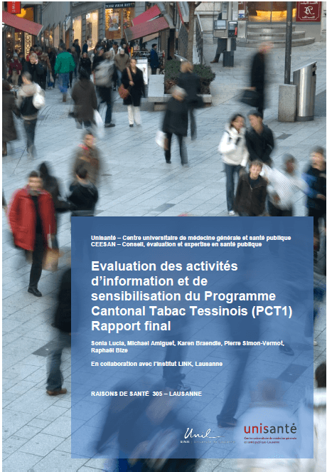 Évaluation des activités d’information et de sensibilisation du Programme Cantonal Tabac Tessinois (PCT1) Rapport final